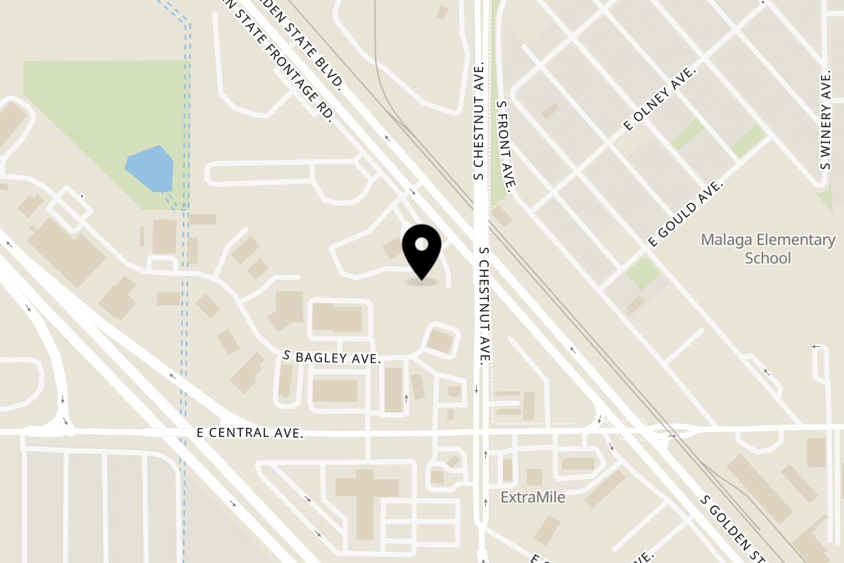Map showing the location of The Punjabi Dhaba on 3767 S Golden State Blvd in Fresno